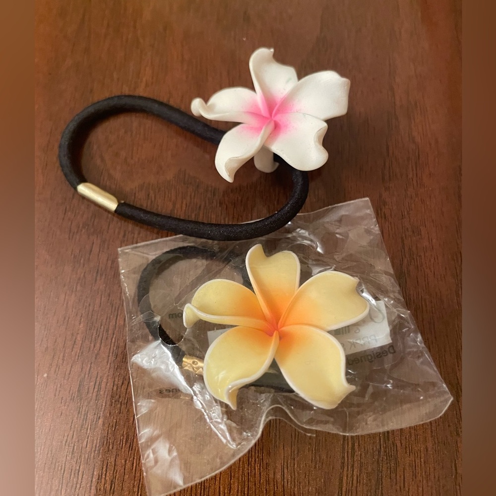 Two new plumeria hair tie
